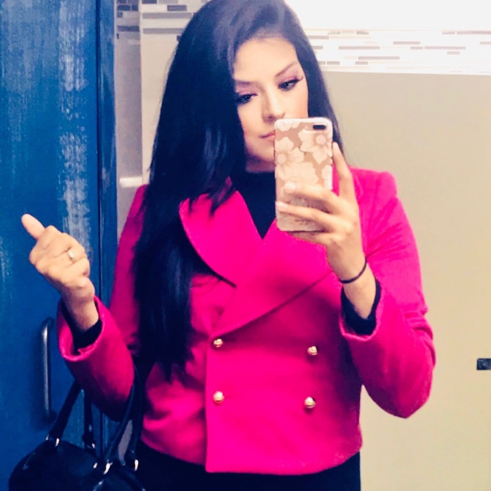 Pink wool blend blazer